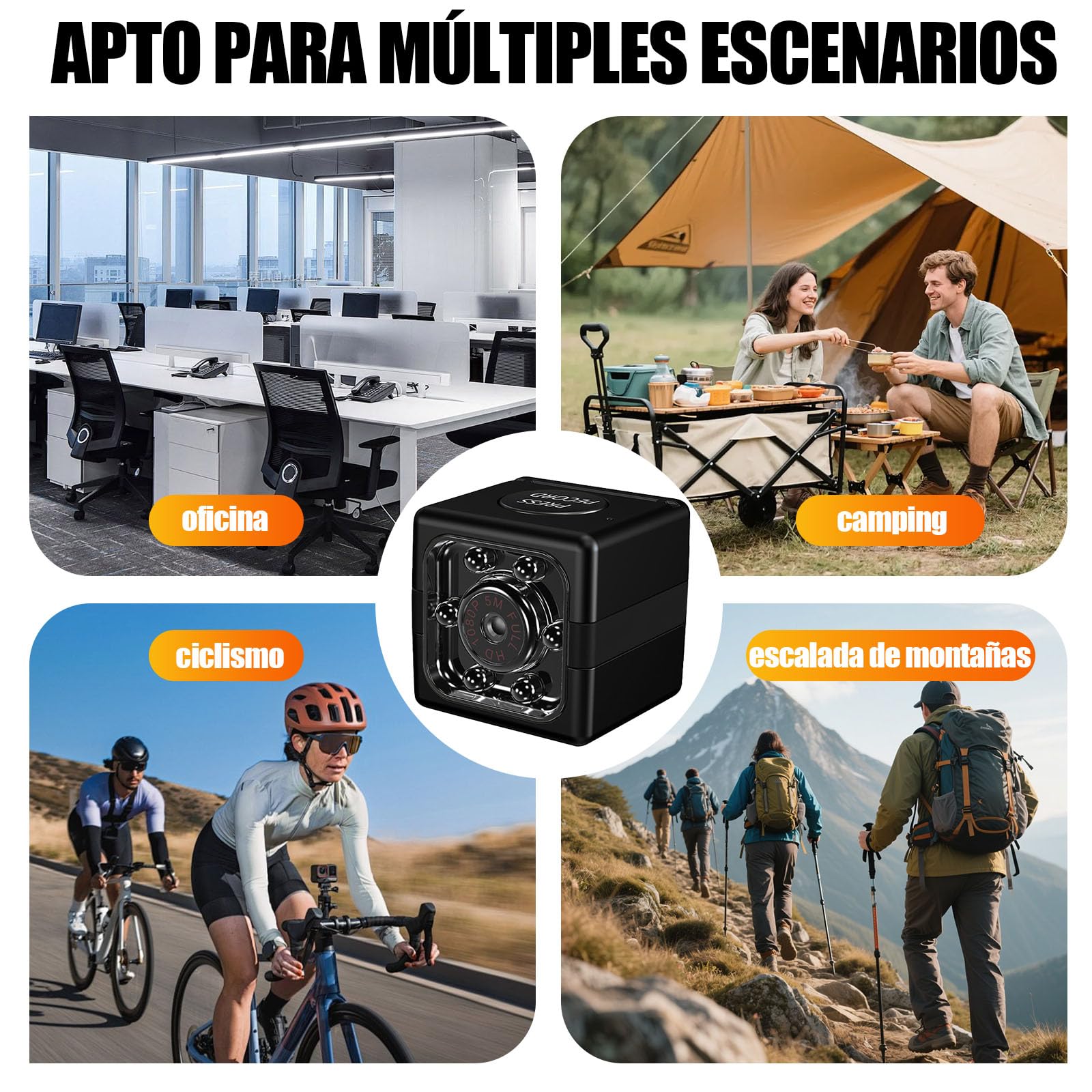 Mini Camara Espia, Cámara Oculta Camufladas Invisiable HD 1080P, Automática Visión Nocturna y Detección de Movimiento, Cargar Mientras graba,Graba en Bucle, Sin WiFi ni App, para Interiores/Exteriores