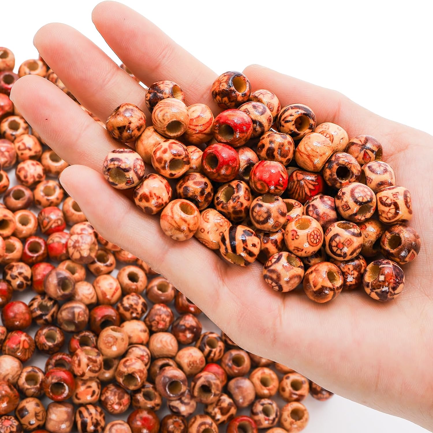 Foraineam 1000pcs 10mm Painted Wood Beads Round Wooden Loose Beads Barrel Beads for Jewelry Making DIY Macrame Rosary Bracelet Necklace Hair Crafts - Image 5