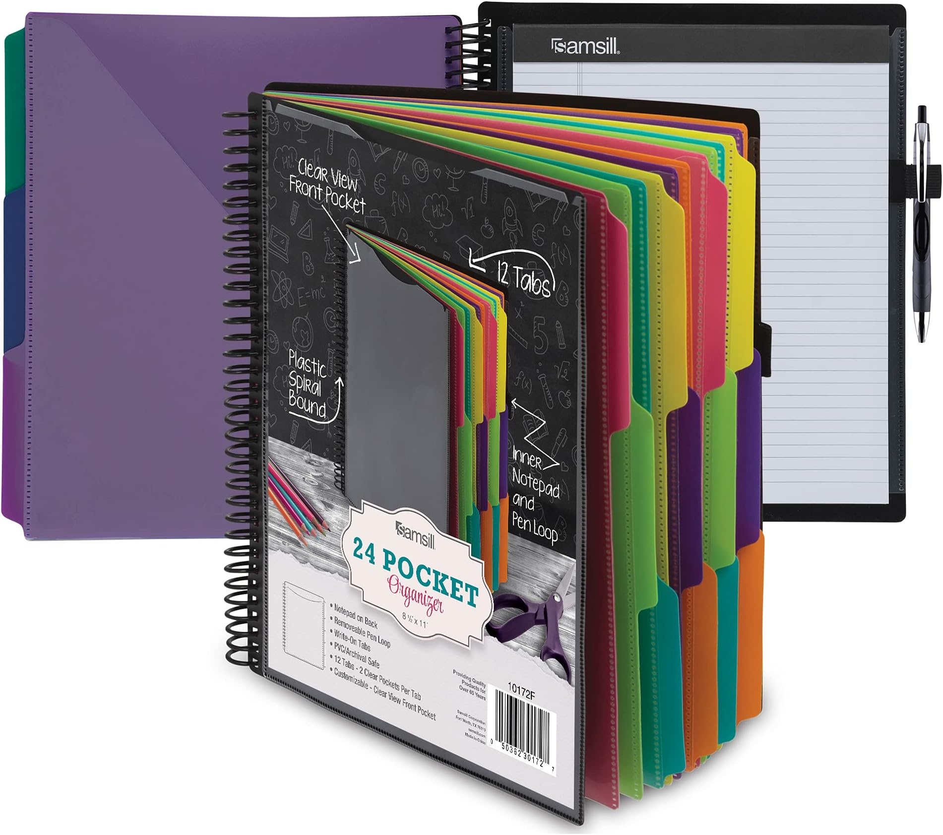 Amazon.com : Yeaqee 24 Pocket Spiral Folders Bulk with Clear Front ...