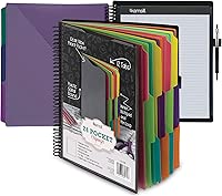 24 Pocket Spiral Project Folder Organizer with Customizable Cover and Erasable Tabs - by Samsill