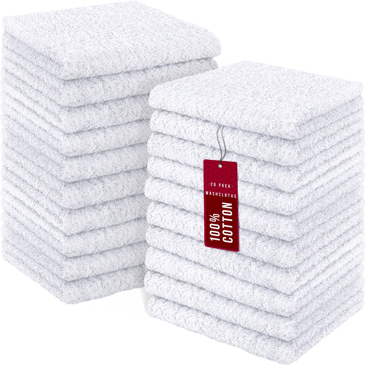 DecorRack Washcloths - 10 Pack White Cotton -11