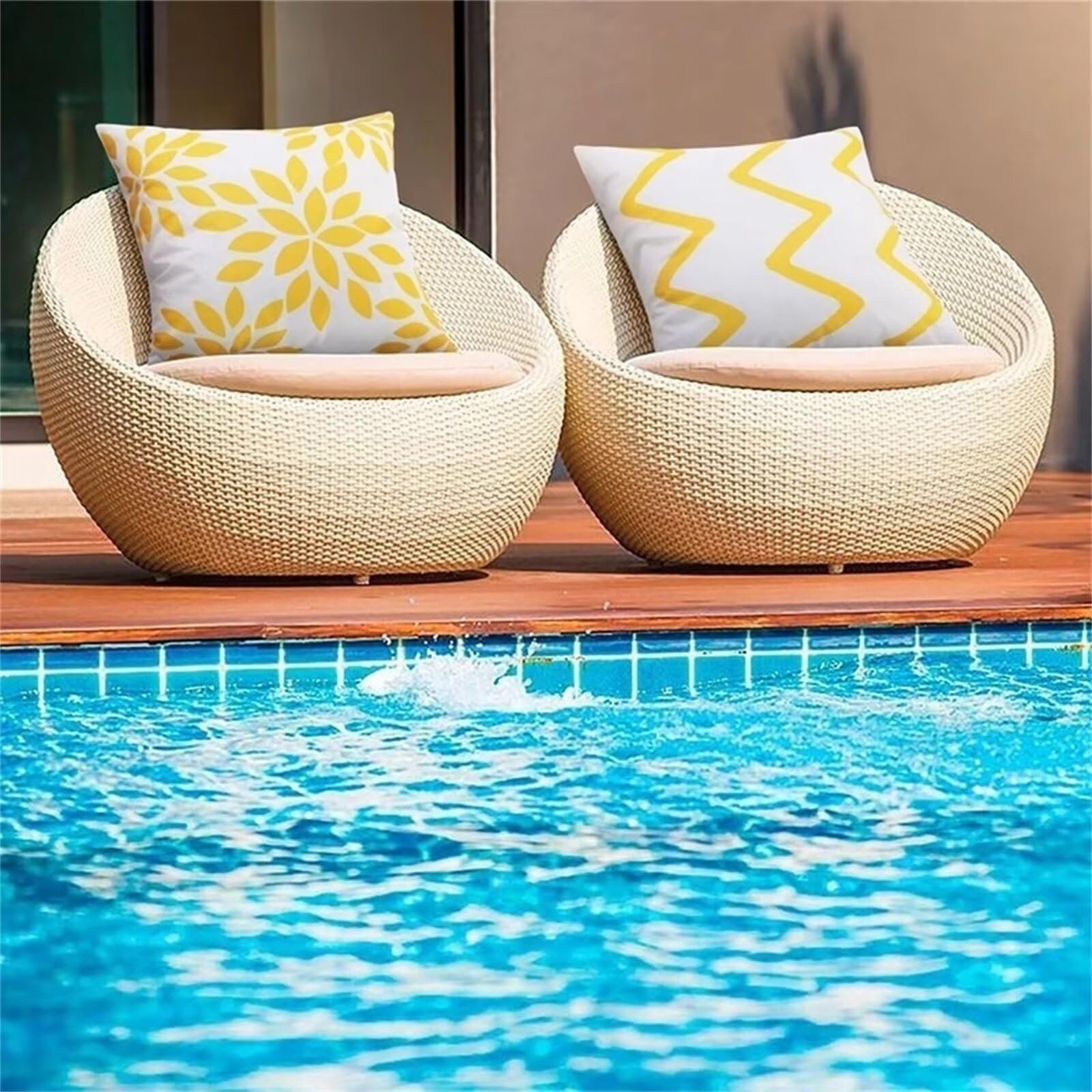 Kissenbezug 50x50 Set mit 4 Outdoor Kissen Modernes Orange Deko kissen Leinen Kissenhülle Beidseitig Quadrat Kissenbezüge Modernes Orange Muster Kissenhüllen für Wohnzimmer Dekokissen 50x50cm Z-4100
