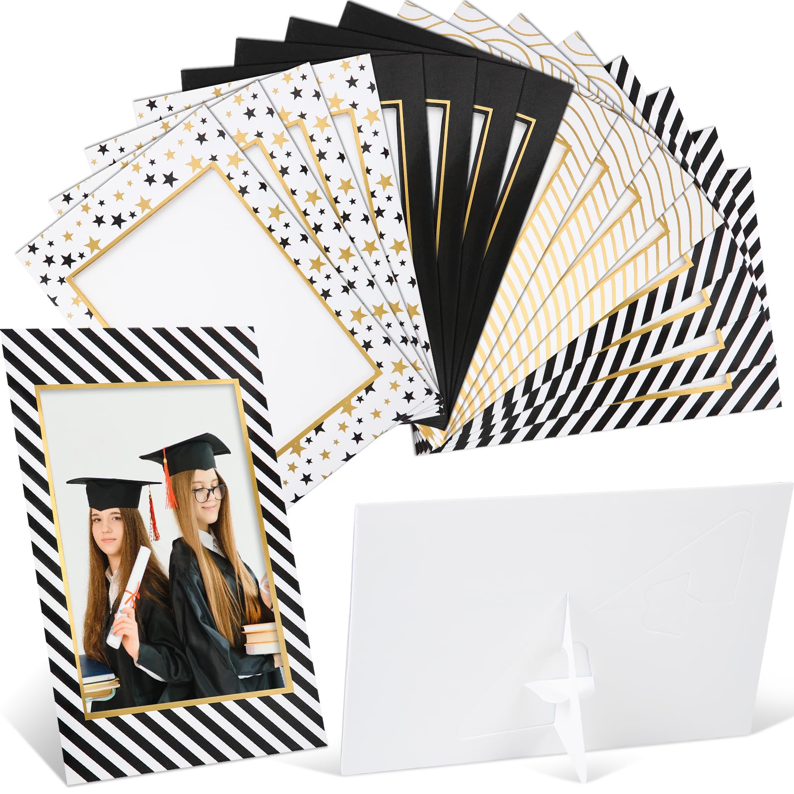 Glenmal 120 Pcs Graduation Paper Picture Frames 4x6 Cardboard Photo Frame Bulk Graduation Standing Paper Frames with Easel DIY Cardboard Frames for Graduation Classroom Wedding Photo Display
