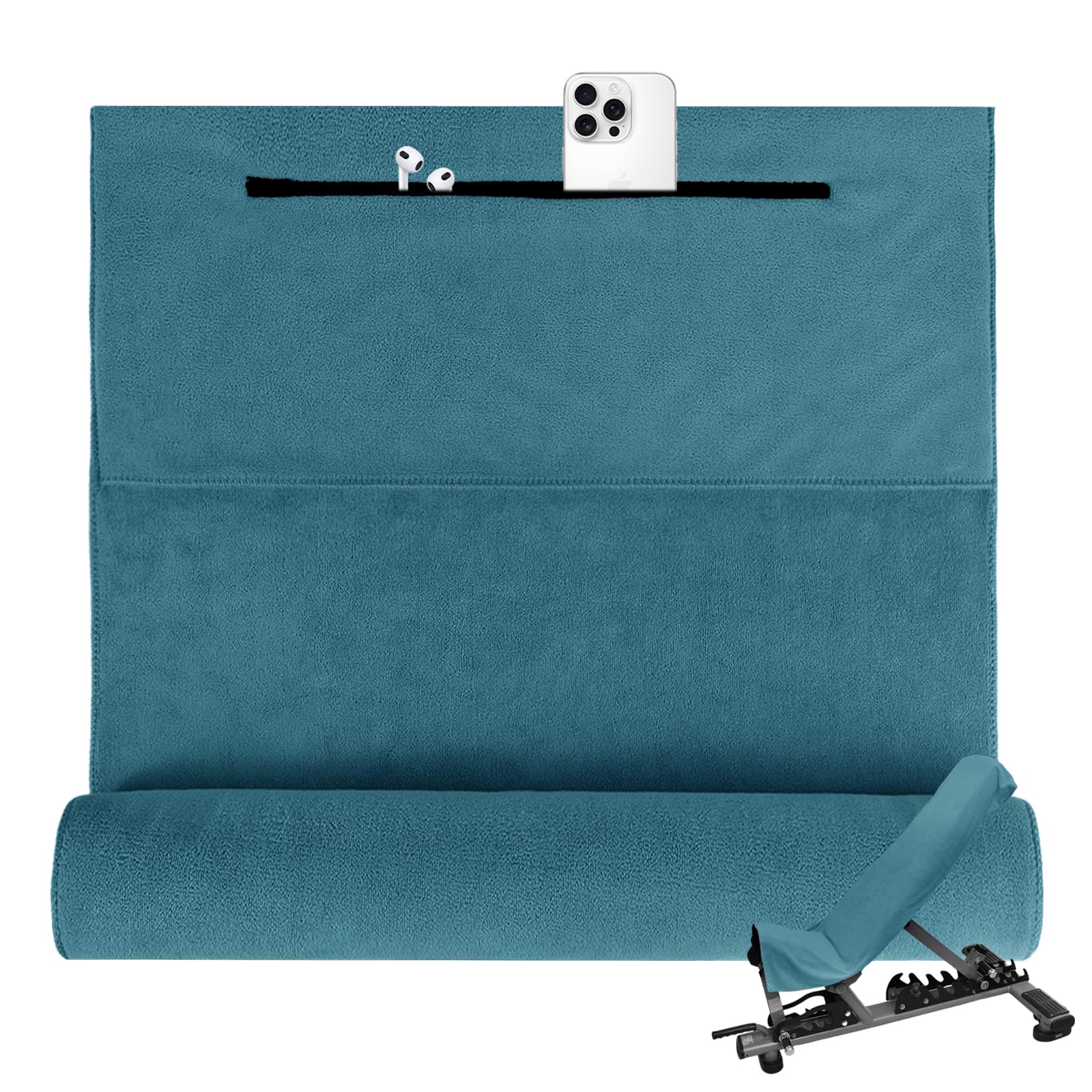 Flow fire Fitness Handtuch I 120x50cm I Mikrofaser Sporthandtuch mit Reißverschlusstasche für Fitnessstudio und Training