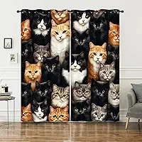 AILONEN Cortina de janela de cabeça de gato 3D, cortinas de janela de animais de estimação fofas para decoração de quarto de adolescentes, cortinas de tratamento de janela com tema de animal kawaii