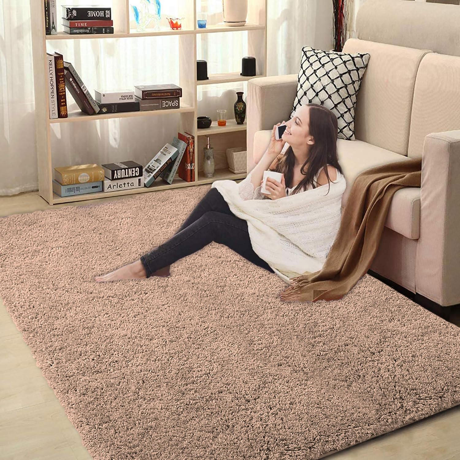 LUXE HOME INTERNATIONAL Microfibre Carpet Super Soft Anti Slip Vegas Rectangular Rugs for Bedroom,Livingroom(Rust,3X5 Feet)