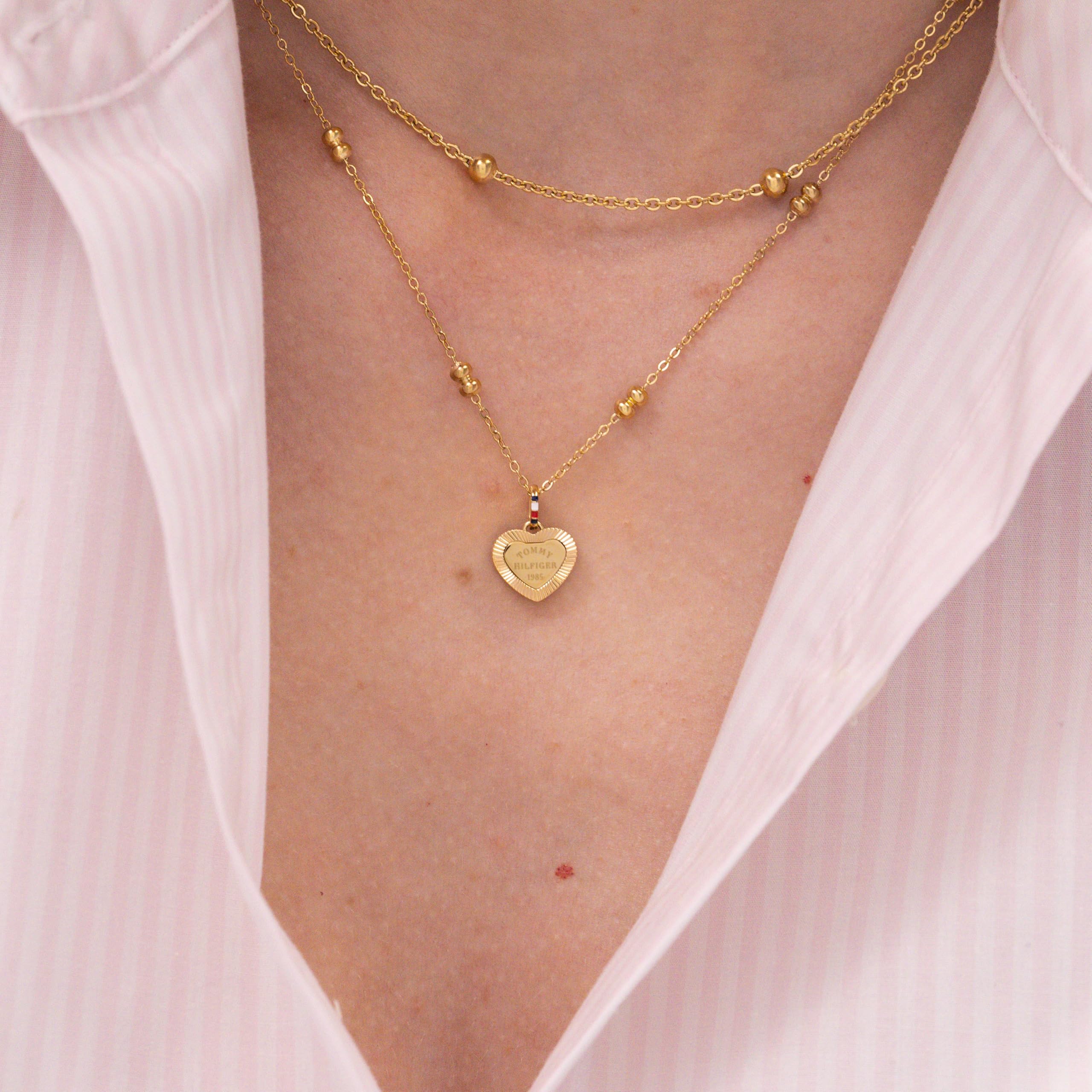 Tommy Hilfiger Jewelry Halskette mit Anhänger für Damen Kollektion aus Edelstahl und Gelbgold-beschichtung - 2781010