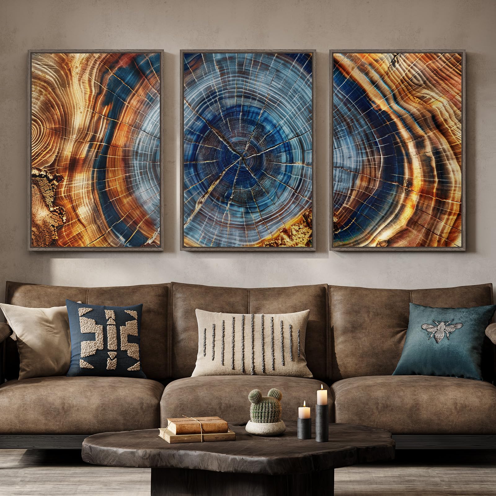 Tree Ring Wall Art, Set of 3 - Rustic Nature