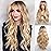 HAIRCUBE Blonde Long Curly Wig with Bangs Dark Root Highlight Natural Appearance Heat-Resistant Synthetic Wig Suitable for Fashionable Women 25Inch
