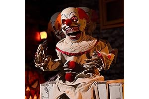 Animatronic Sitting Clown: Halloween's Spine-Chilling Decor