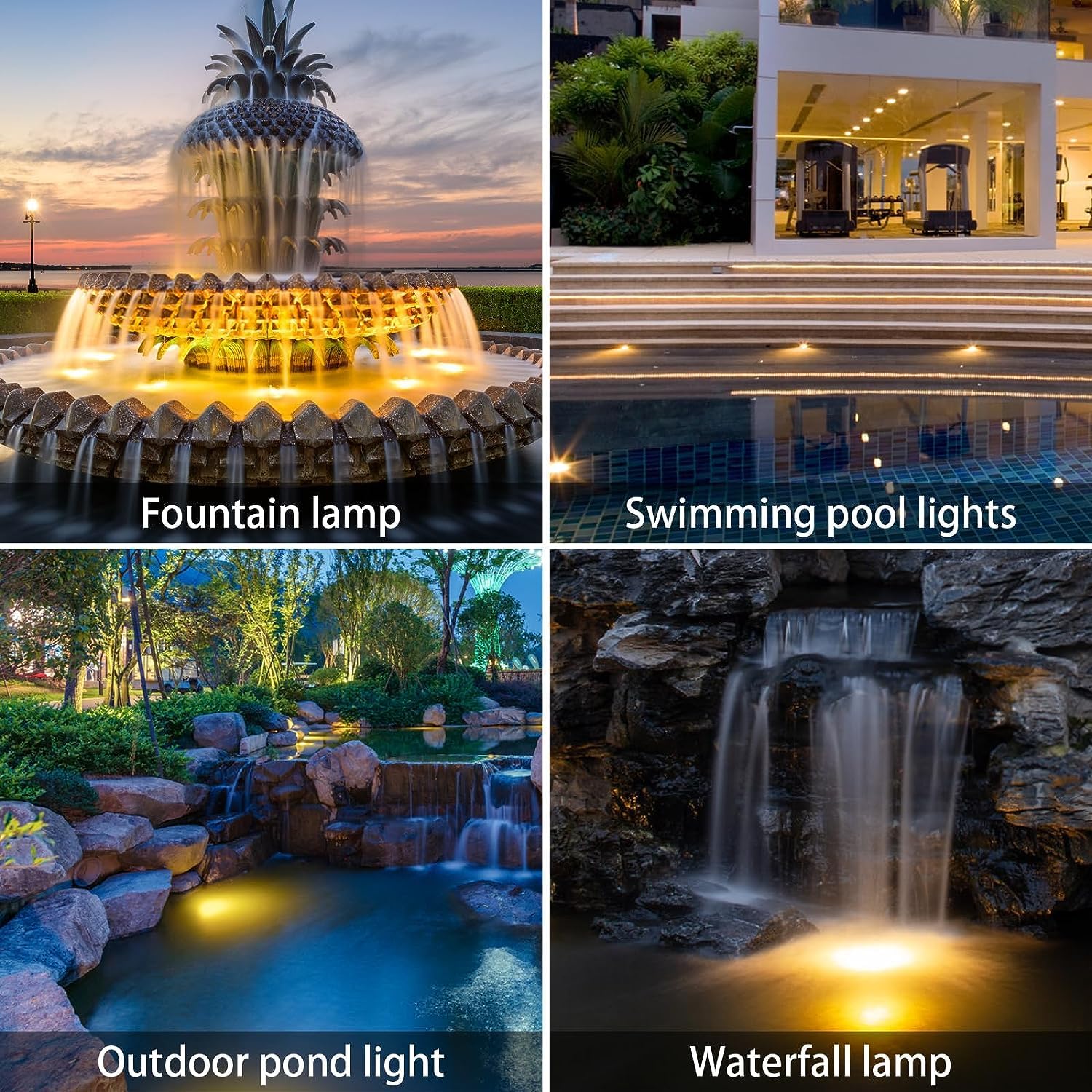 KINGCOO Solarna podwodna lampa do stawu, wodoodporne lampy zanurzeniowe, lampa projektora, 6 LED, reflektor do ogrodu, basenu, podwórka, krajobrazu, dekoracja oświetlenia zewnętrznego, 18 LED, ciepła