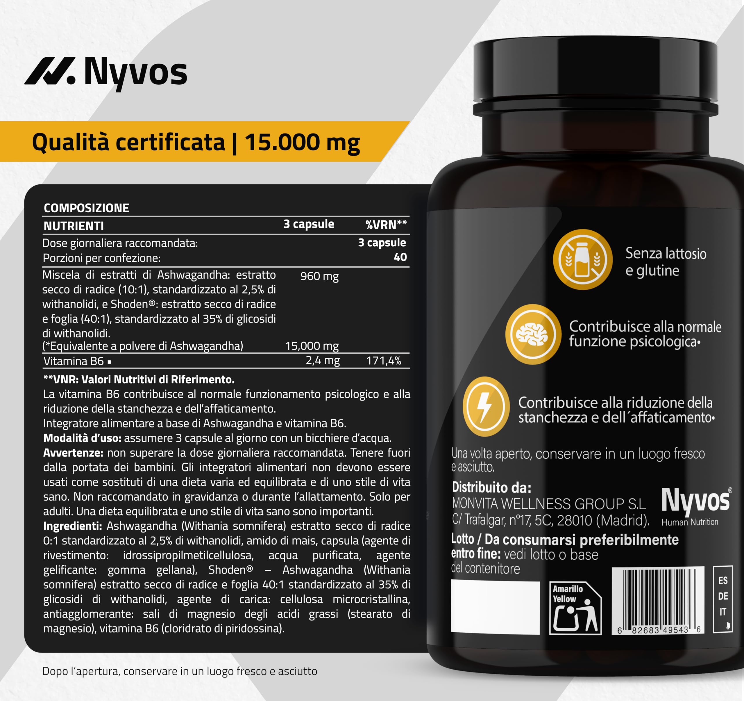 Ashwagandha Shoden Ultra® 35% di withanolidi – 15.000 mg equivalenti | 7x più concentrata rispetto all’Ashwagandha KSM-66 | Supporto alla concentrazione, al sonno profondo e all’energia | 120 capsule