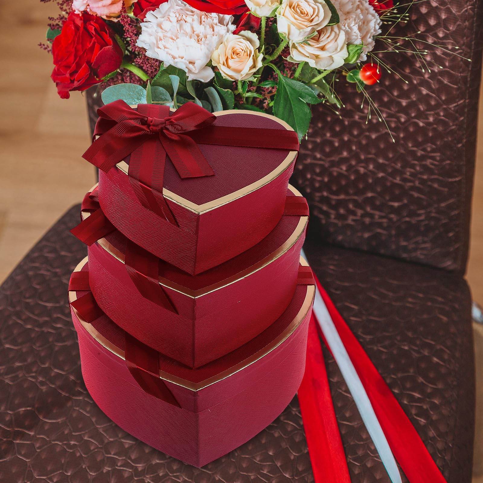 Amazon | STOBOK ハート型ギフトボックス 3個セット 8.3X7.9X3.6インチ