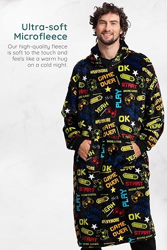 Miniatura 2 de Mad Dog Sherpa - Manta de forro polar con capucha para hombres adultos con mangas largas, acogedora chaqueta poncho con capucha