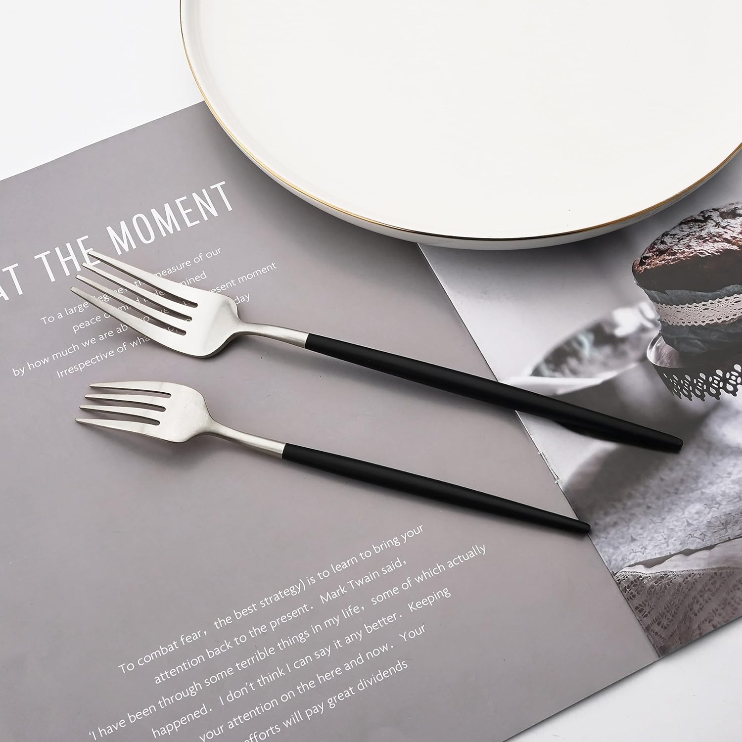 Flatware Set 18/10 Stainless Steel Matte Silver - Kitchen Utensil Serving Set of Dinner Fork Knife Spoons Salad Fork Dessert Spoon,20 Piece Set of 4, for Home Kitchen Hotel