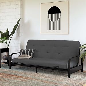 DHP Trule 6-Inch Bonnell Coil Futon Mattress, Microfiber, Full, Dark Gray