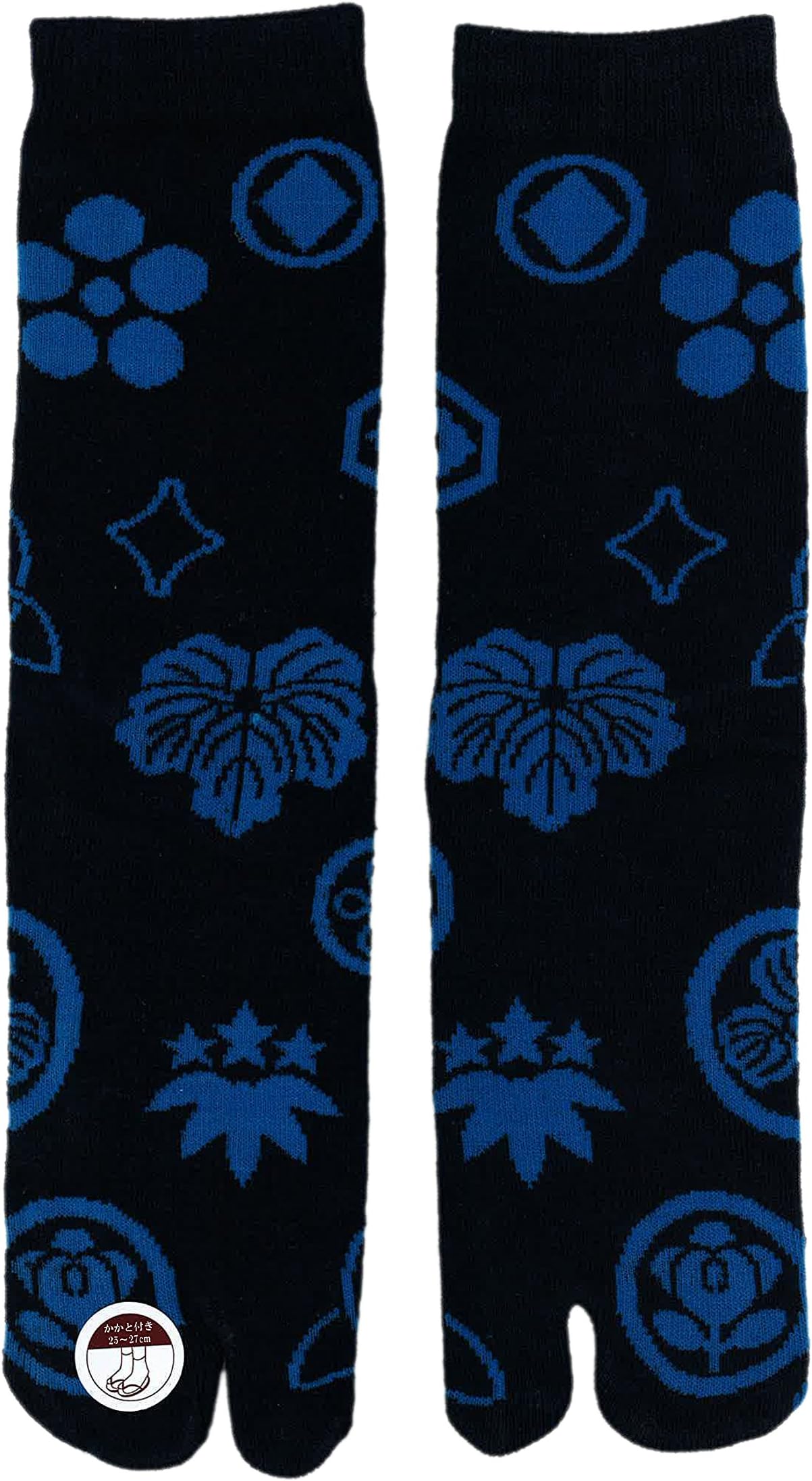 Flip-Flop Socks, Japanese Samurai/ Geisha/ Ninja Sandals Geta Socks (#10- Kamon (Blue))