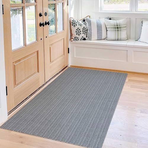 KOZYFLY Alfombra de área lavable de 3 x 5 pies, estilo bohemio, tapete para puerta de interior, alfombra de cocina con respaldo de goma, alfombra de