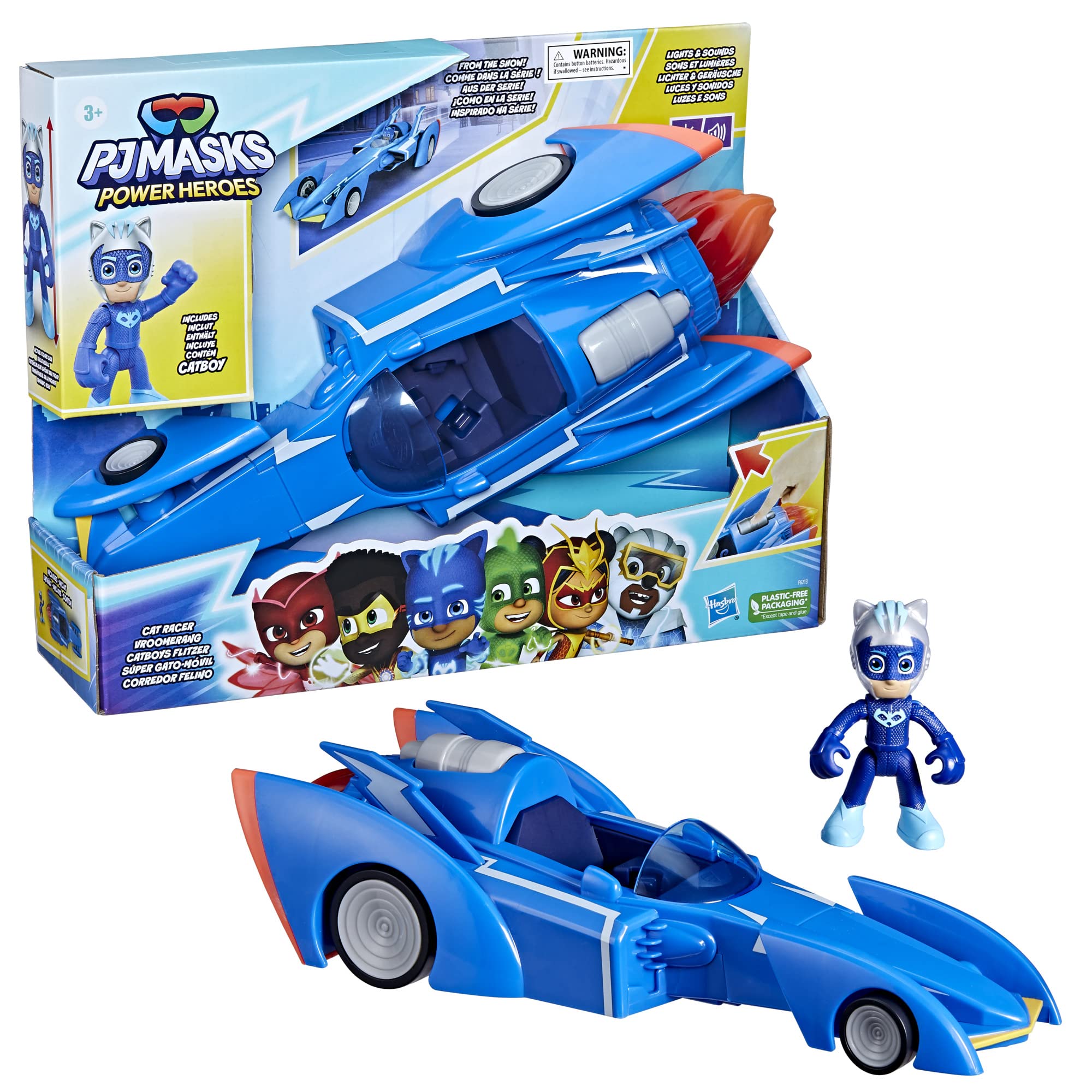 PJ Masks Pajamasques La Ronde des H?ros Vroomerang, veicolo con suoni e luci e 1 figurina yoyo