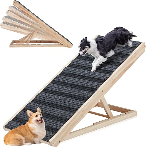 Miniatura 1 de 5 rampas portátiles ajustables para perros, para cochecamas altassofá, rampa antideslizante para mascotas, rampa plegable para gatos con panel más