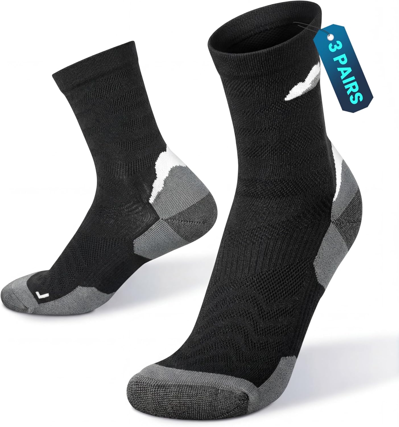 Rahhint Ultra-Lightweight Merino Wool Running Compression Anti-Blister Cooling Moisture Wicking Athletic Crew socks