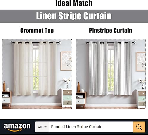 Miniatura 7 de Randall Paneles de cortina a rayas para ventana, de lino rústico, teñidas, cortinas semitransparentes pesadas para sala de estar, 40 x 63 x 2