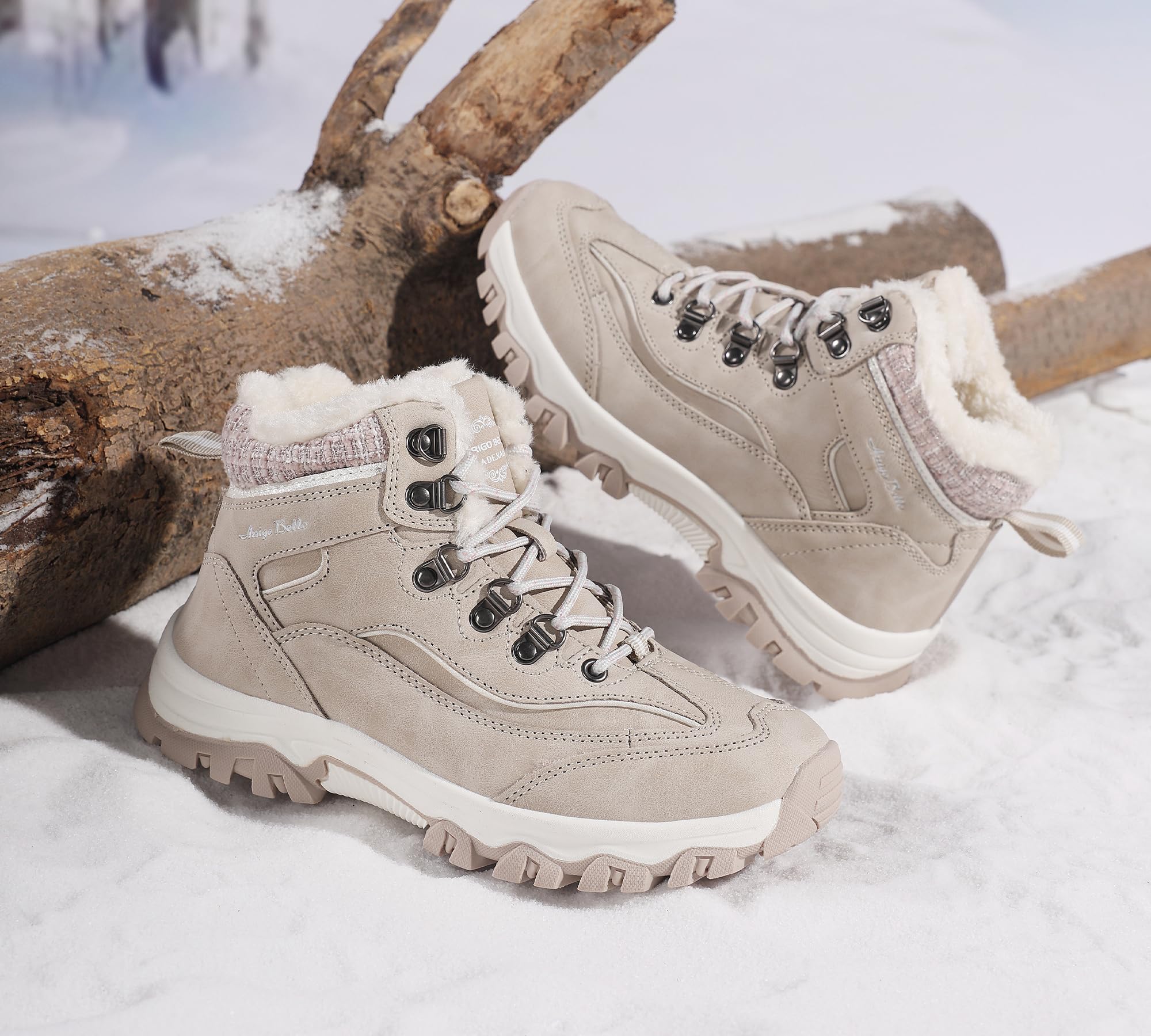 ARRIGO BELLO Donna Stivali da Neve Invernali Scarpe Allineato Pelliccia Caloroso Caviglia Piatto Stivaletti Sportive Boots Escursionismo 36-41