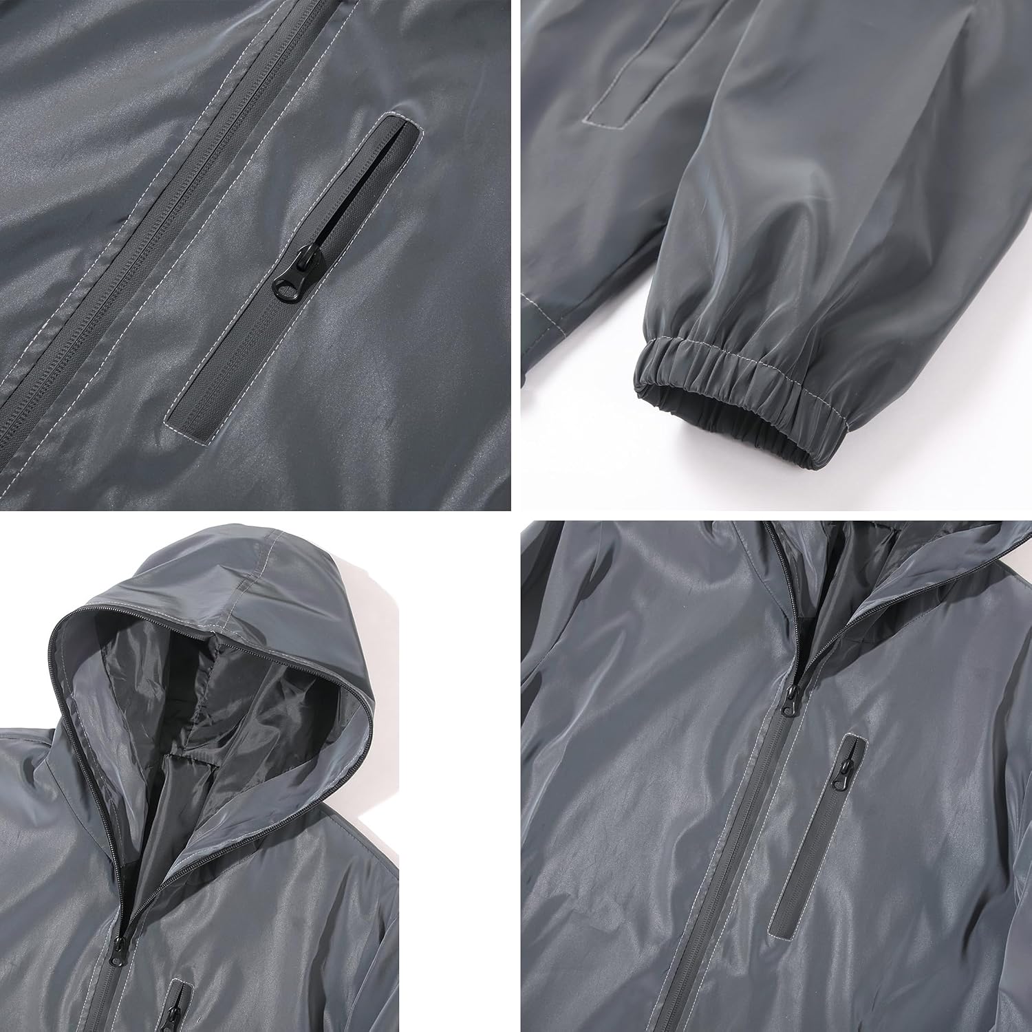 LZLRUN Rainbow Reflective Jacket for Men Women Windproof Full-Zip Hooded Coat for Rave, Festival, Outdoor & Daily Wear