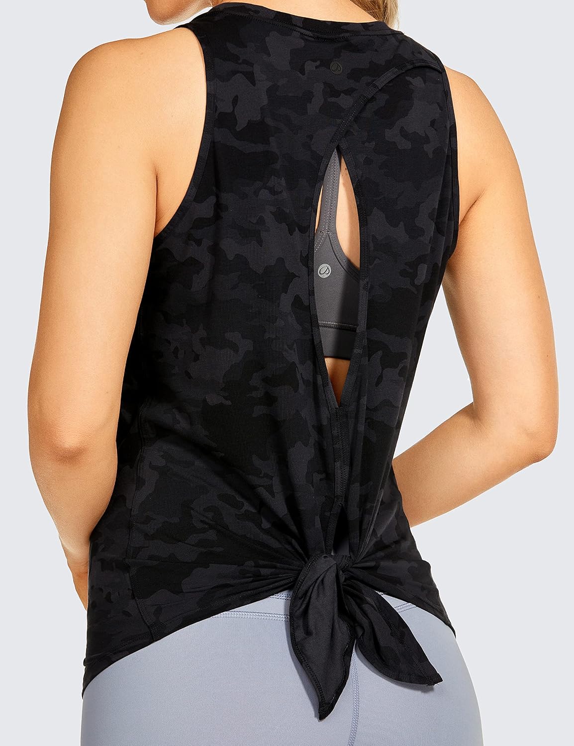 CRZ YOGA Women's Pima Cotton Workout Tanks Tie Back Sleeveless Shirts Yoga Athletic Open Back Sport Gym Tops