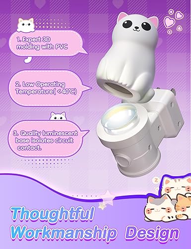 Miniatura 3 de KINDEEP Luz nocturna para niños enchufable bonita luz nocturna 3D de gato con sensor de atardecer a amanecer, RGB y blanco suave 3000K, luz nocturna