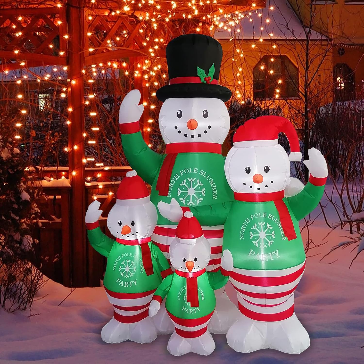 TOROKOM 6FT Christmas Inflatables Decorations Snowman Outdoor Decorations with Build-in LED Lights, Blow Up Yard Decoration Xmas Inflatables for Indoor Outdoor, Lawn, Garden(A Family of Four Snowmen)