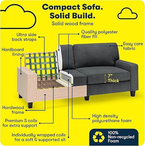 Miniatura 358 de Serta Palisades Sofás Tapizados para Sala, Sofá de Diseño Moderno, Tela, gris (Glacial Gray) gris (Glacial Gray),Beige,Marrón,Alforfón Beige,Marrón