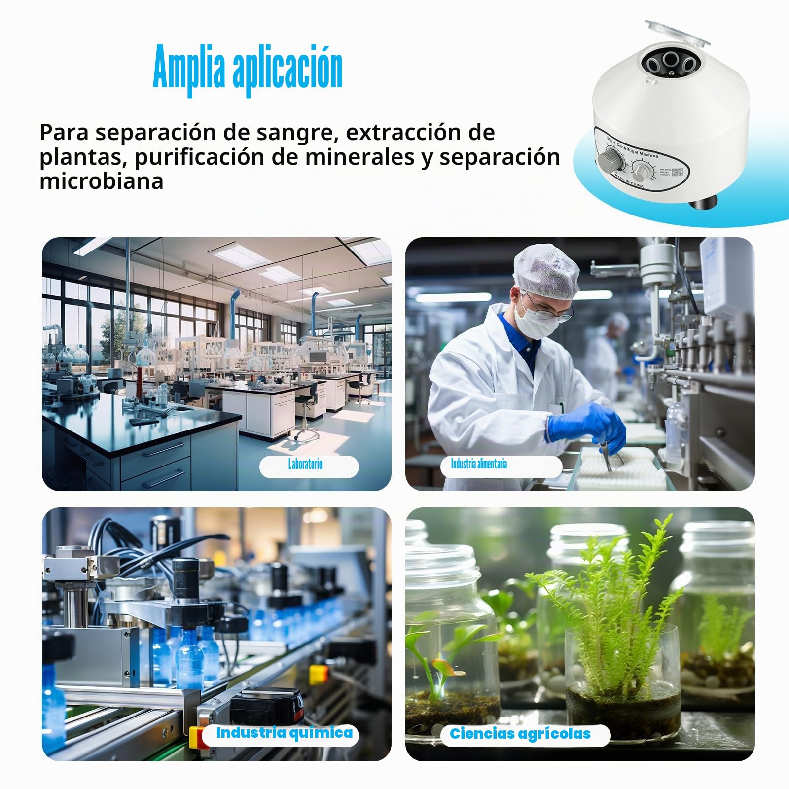 Centrífuga de laboratorio 220 V 4000 rpm 20 ml plasma sanguíneo 10 cm