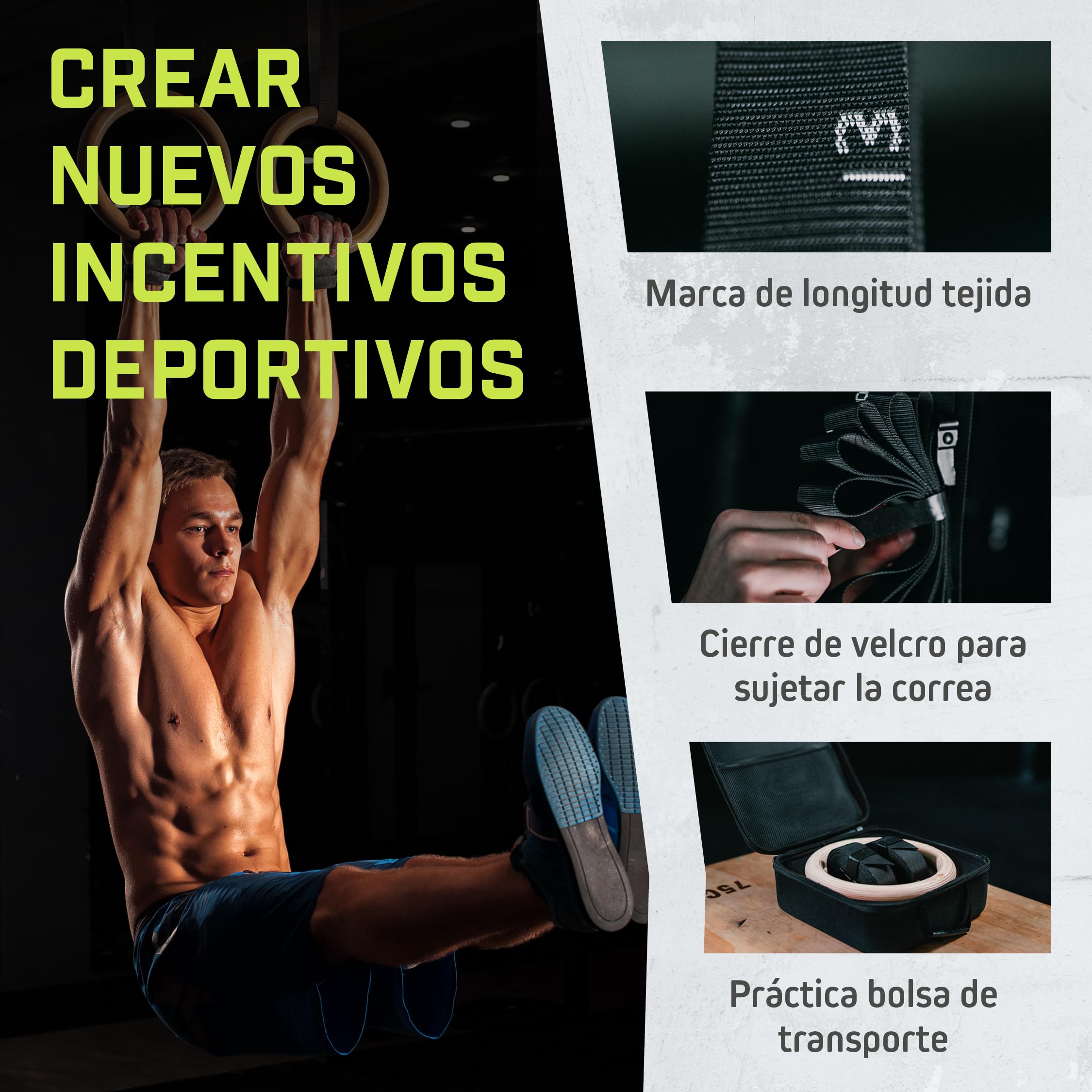 Wild Instincts Anillas de Gimnasia de Madera 28mm / 32mm para Gimnasia y Calistenia/Gym Rings/Aros de Gimnasia/Exercise Rings/Anillas de Calistenia/Anillas Madera Fitness/Fitness Rings