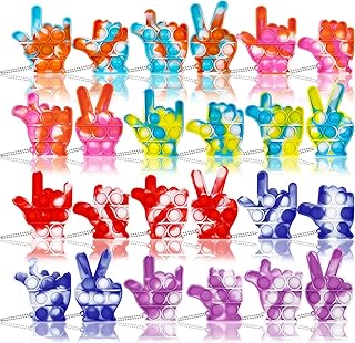 24 Pcs Mini Pop Fidget Toy Pack Push Bubble Pop Keychain Sensory Toys, Silicone Squeeze Stress Relief Hand Toy, Mini Relieve Anxiety Stress Reliever Office Desk Toys and Gift for Kids Adults