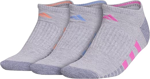 adidas Women's Cushioned No Show Socks (3-Pair) Athletic, Low Profile Look with Arch Compression for a Secure Fit
