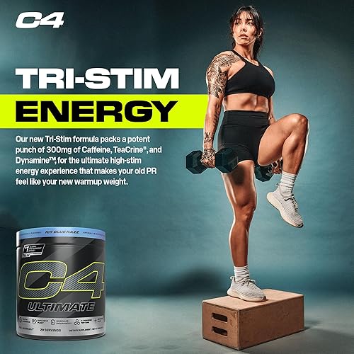 Miniatura 7 de Cellucor C4 Ultimate - Polvo para antes del entrenamiento, suplemento energético sin azúcar para hombres y mujeres, 300 mg de cafeína + TeaCrine +