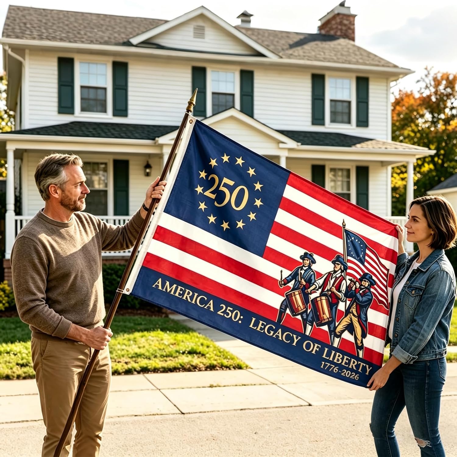 250th Anniversary American Flag 3x5 Ft Double Sided Patriotic Flag | 3 Layers, 100% Polyester,tear resistance, Waterproof,Fade Resistant，Indoor Outdoor Decoration