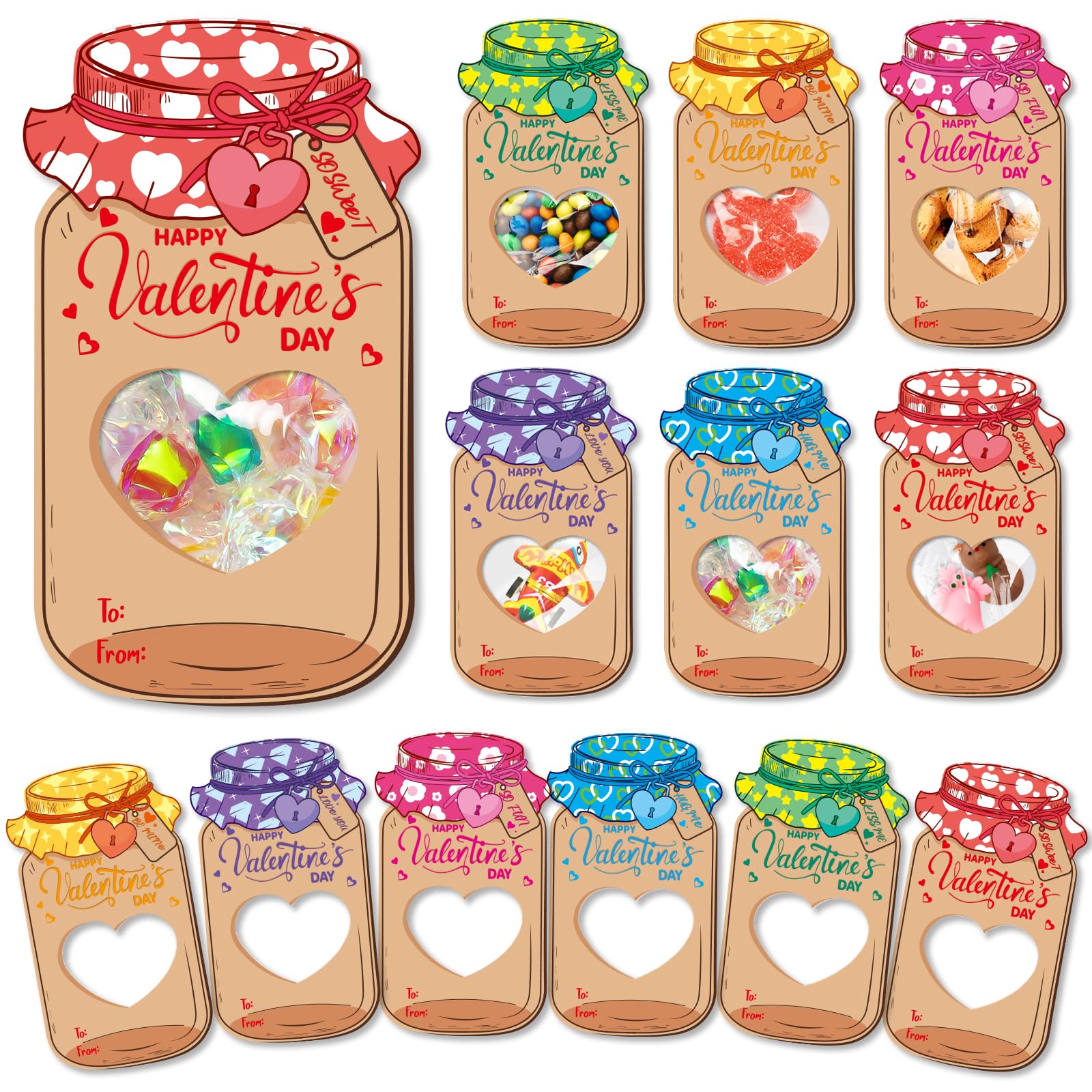 Amazon.com: Jumlys 60 Pack Valentines Cards for Kids Classroom, Mason ...