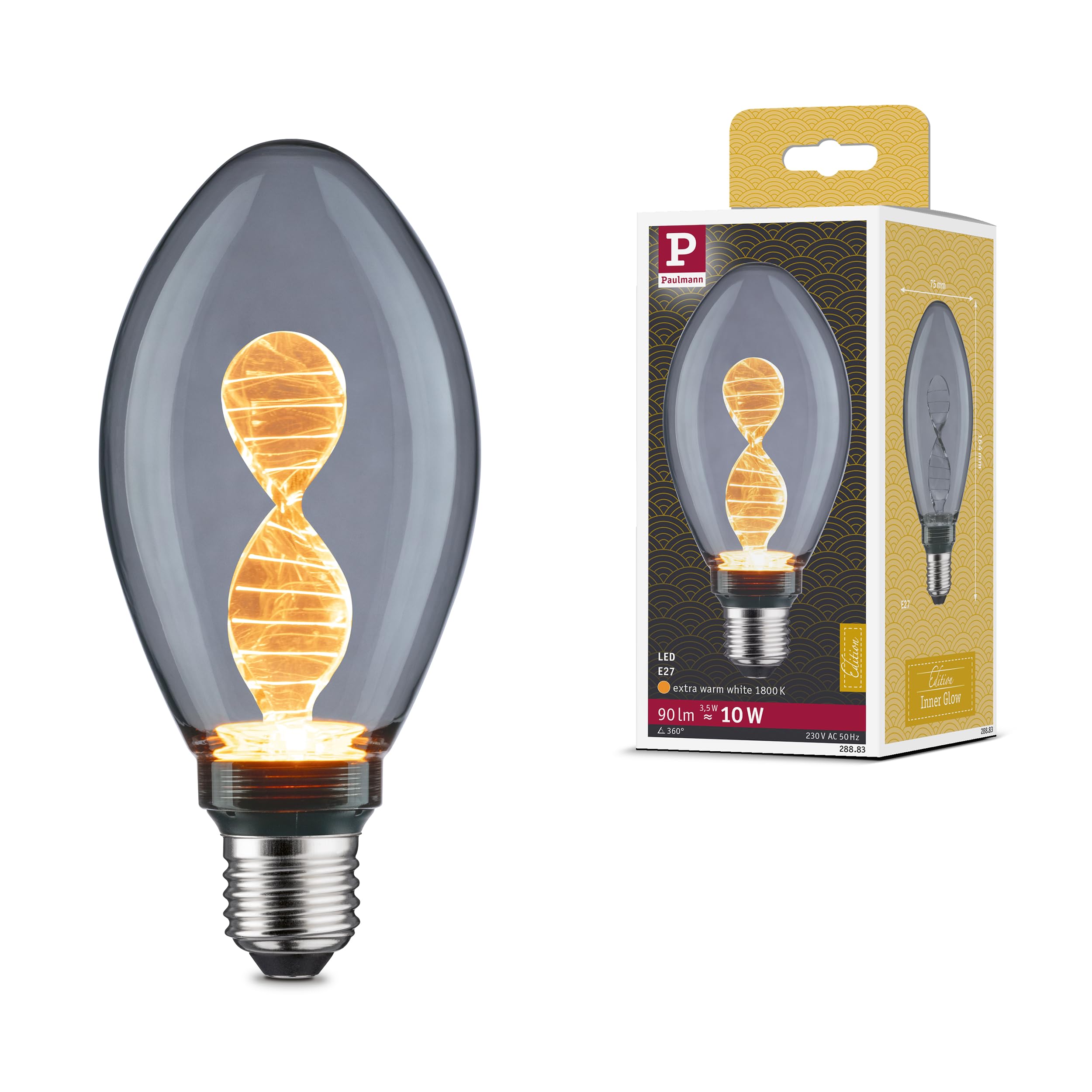 Paulmann 28883 LED lamp Inner Glow Edition Bulb B75 90lm Smoke Glass 3.5W Lamp Smoke Glass 1800K E27
