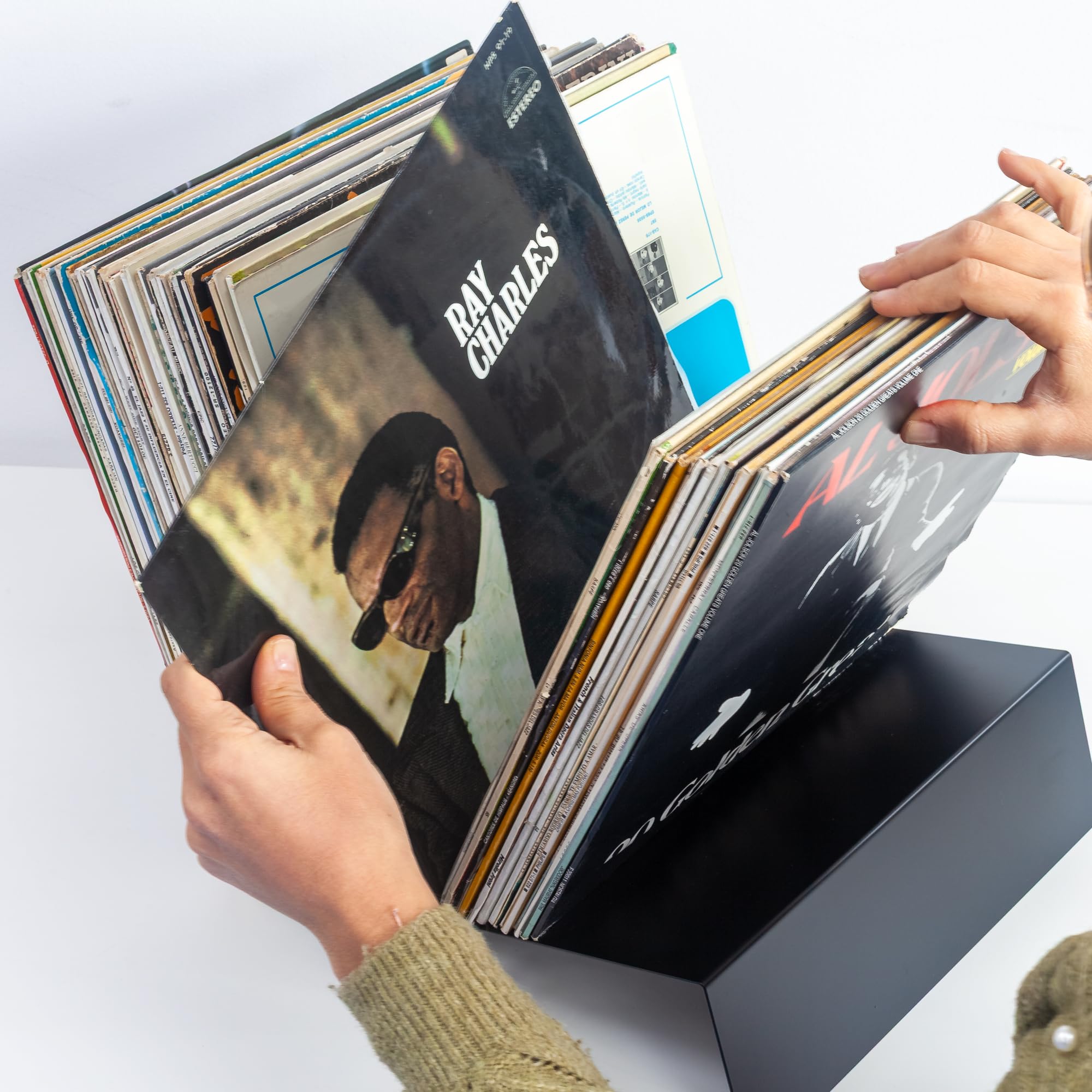 Support Vinyle en Acier Carbone | Rangement Vinyl 33 Tours avec Structure en Z | Capacité 70 LPs | Port Vinyl pour 12", 10", 7" | Rangement Mural Vinyle & Étagère Vinyles Murale