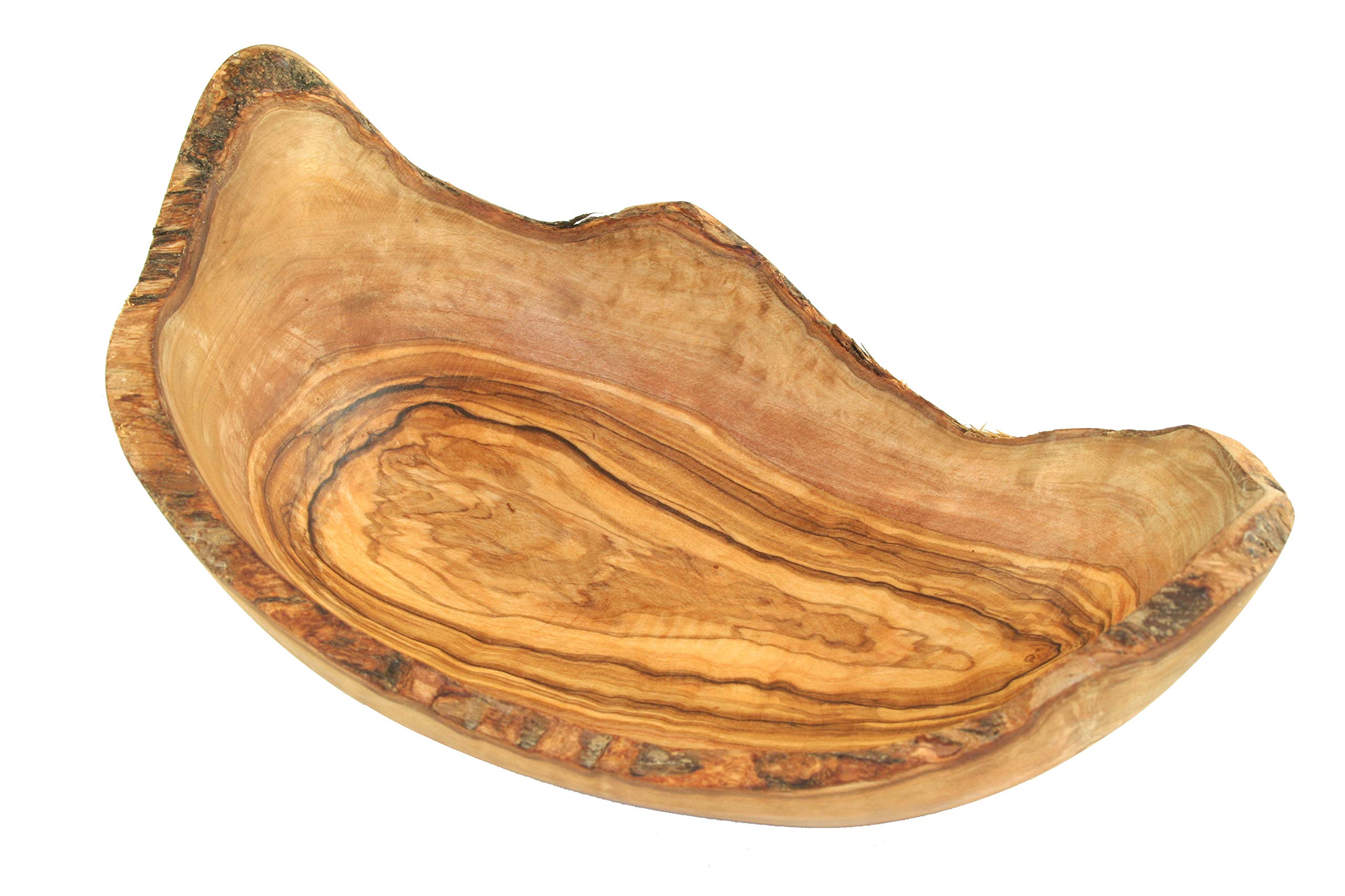 D.O.M.® Corbeille à fruits rustique en bois d'olivier naturel en 5 tailles (longueur 30-33 cm)