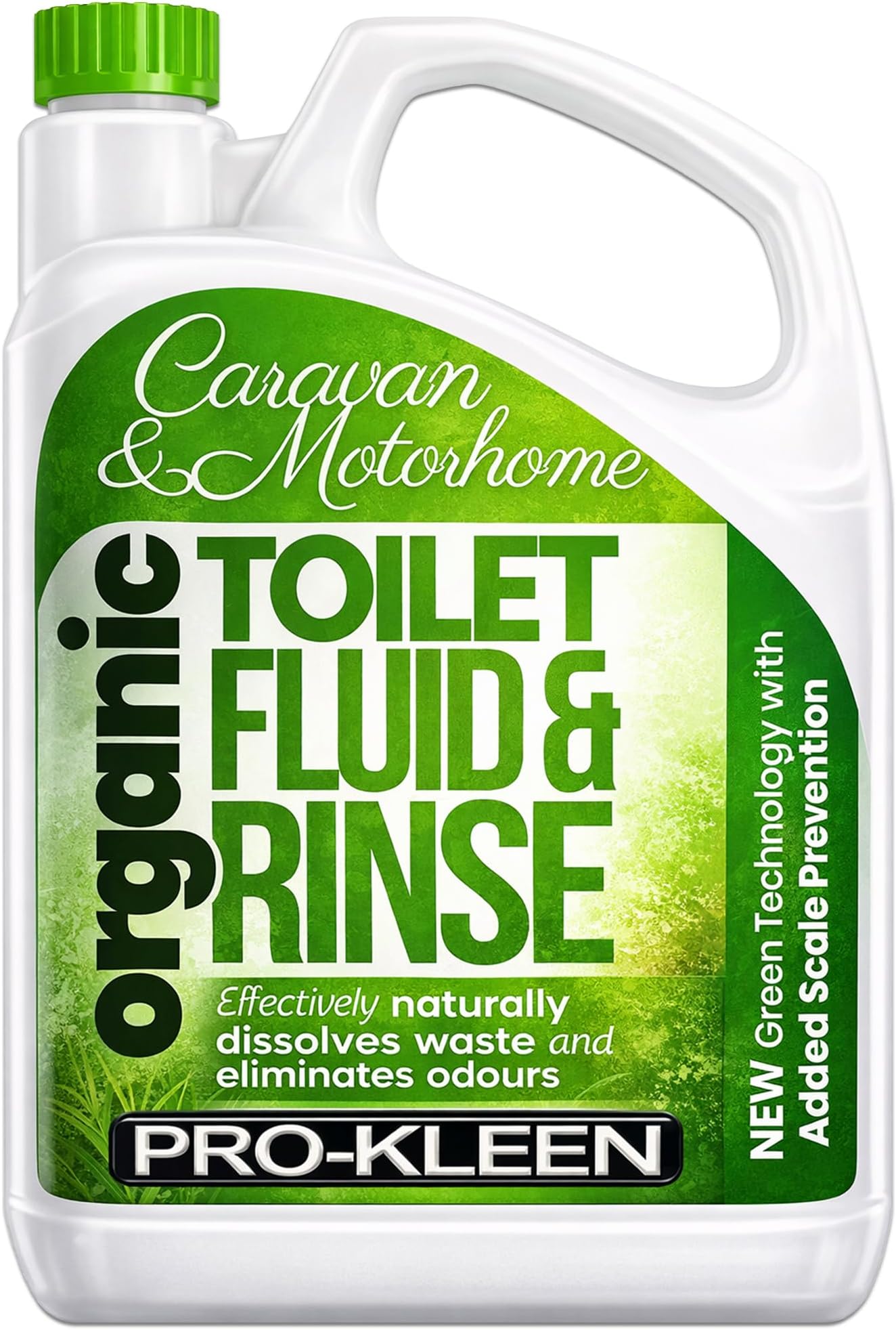 Organic Caravan Toilet Chemical Fluid Rinse Green Solution Cleaner 2L for Caravan and Motorhomes - Eco-Friendly, Formaldehyde Free - 2 Litres