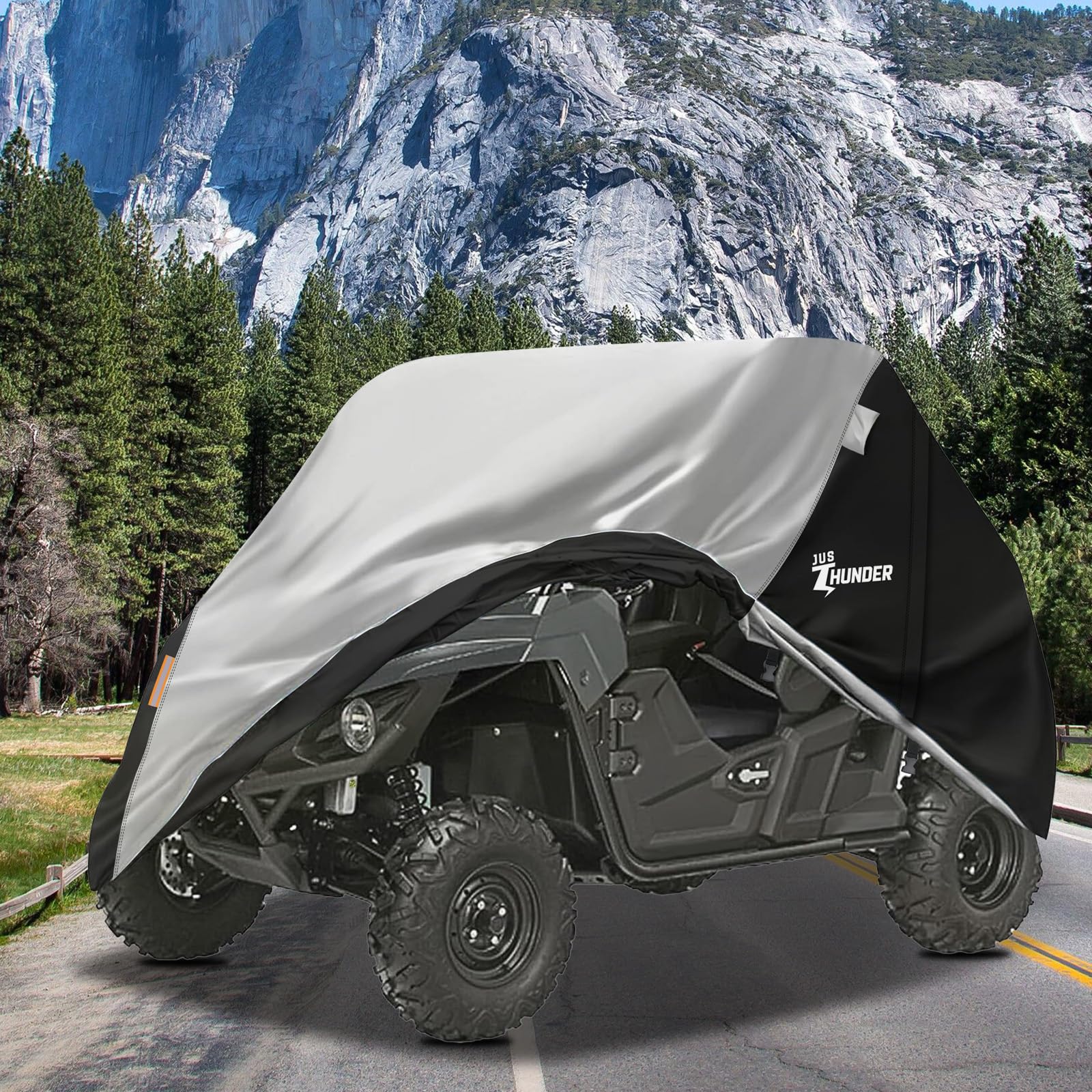 JUSTHUNDER UTV Cover Heavy Duty - All-Weather Protection Side by Side Cover 300D UTV Cover 2-3 Seater Compatible with Polaris Ranger RZR Can Am Defender Commander Rhino Pioneer Kawasaki Mule Teryx