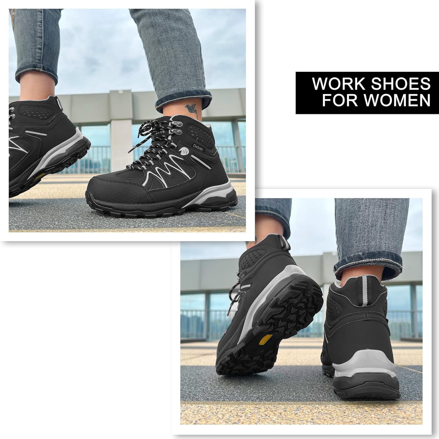 Steel Toe Work Boots for Women - Insulated Work Boots Steel Toe Sneakers Comfortable Construction Boot Lightweight Work & Safety Toe Shoes Gifts for Construction Workers for Work Construction - Image 5