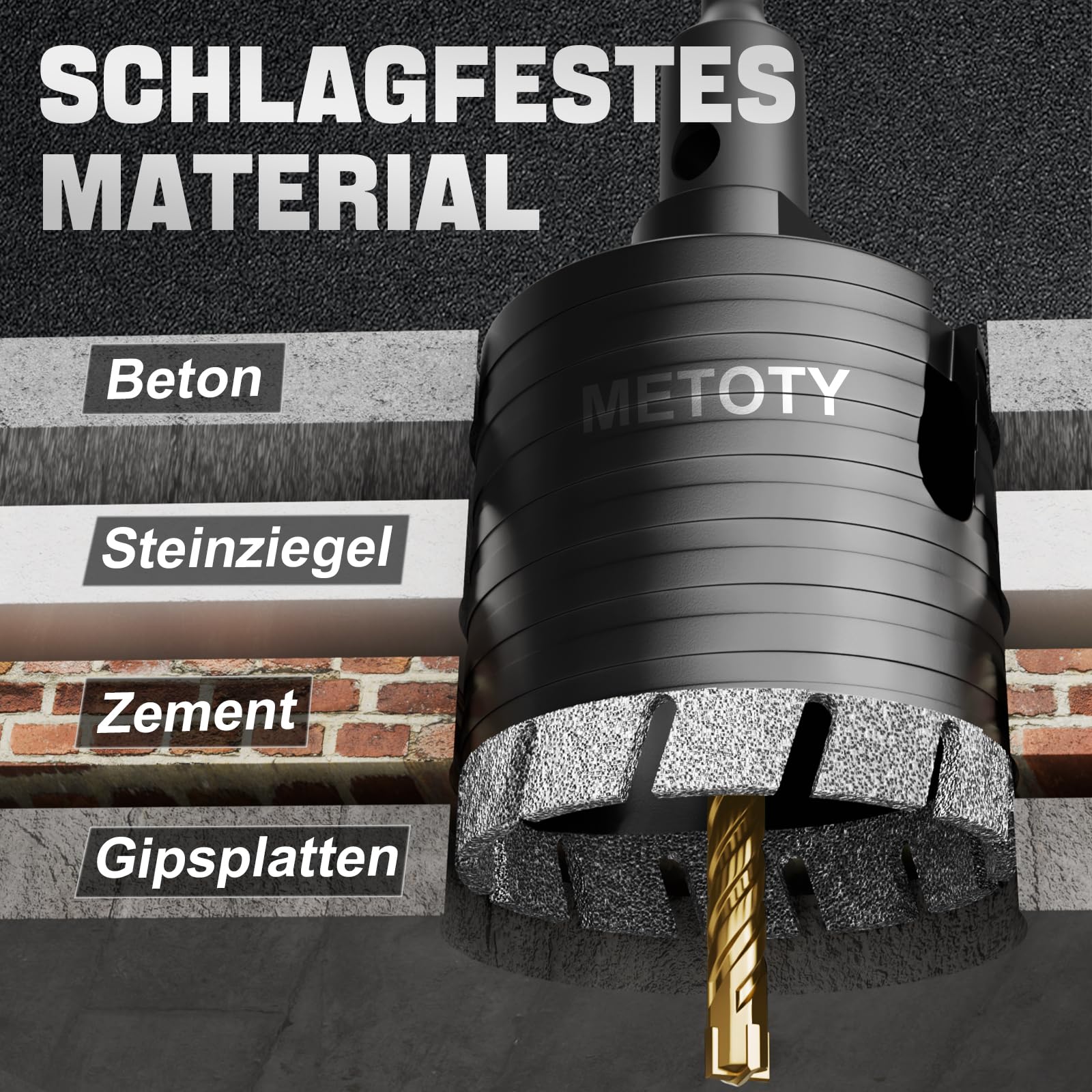 68 mm Diamant bohrbohrer, Kernbohrkrone mit Upgraded Diamant Kopf und SDS Plus-Adapter für Beton, Vollziegel, Hohlziegel, Mauerwerk, Kalksandstein, Poroton usw.