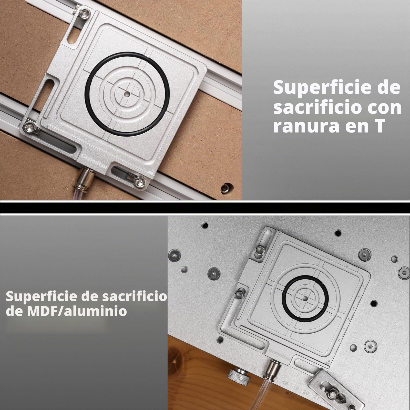 Genmitsu Kit de sujeción al vacío CNC de aluminio para carpintería, metal, acrílico, accesorios de fresado CNC de alta precisión para proyectos de fresado, tamaño 120 x 102 x 15 mm