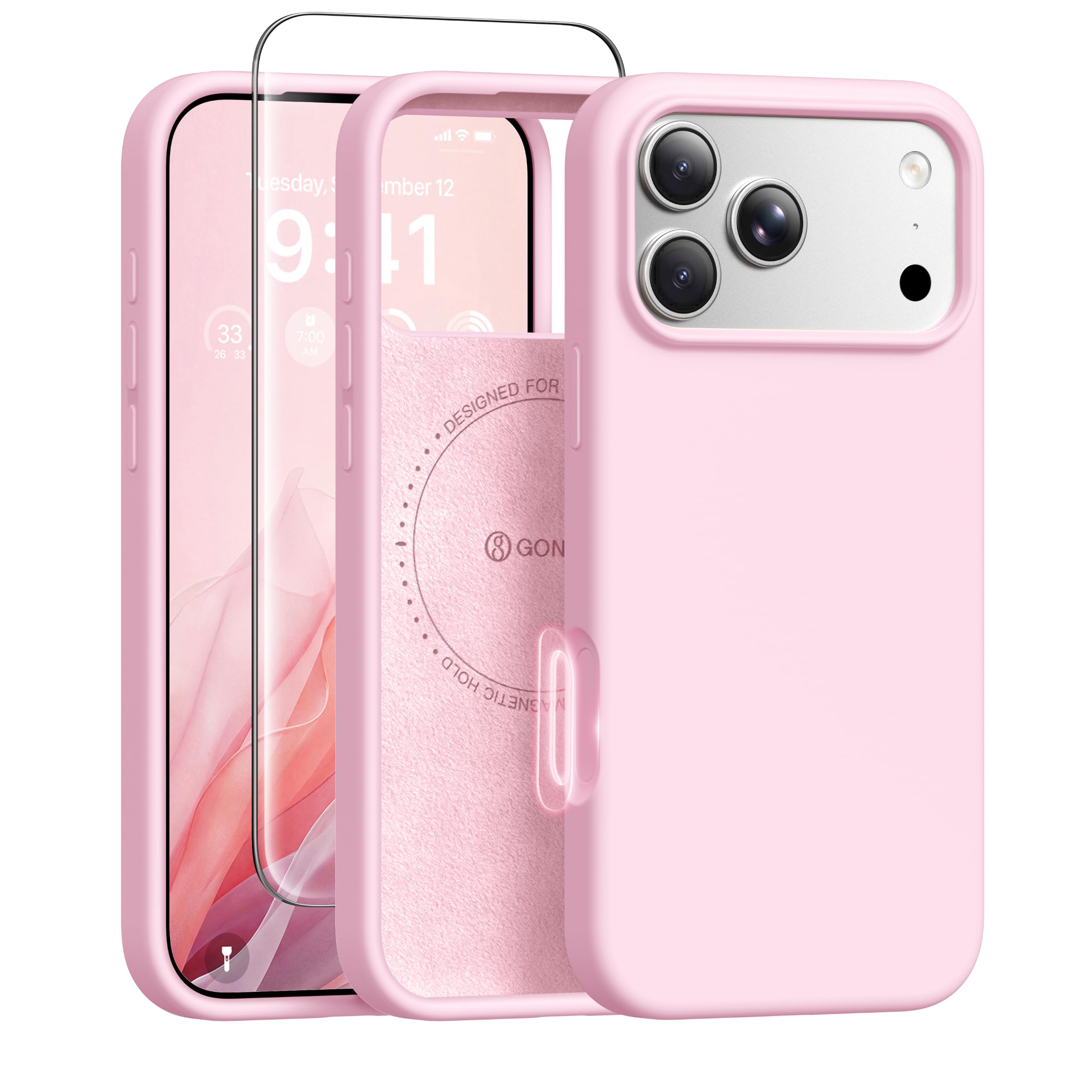 GONEZ for iPhone 18 Pro Case/iPhone 17 Pro Case, Pastel Pink Pastel Pink iPhone 18 Pro & iPhone 17 Pro