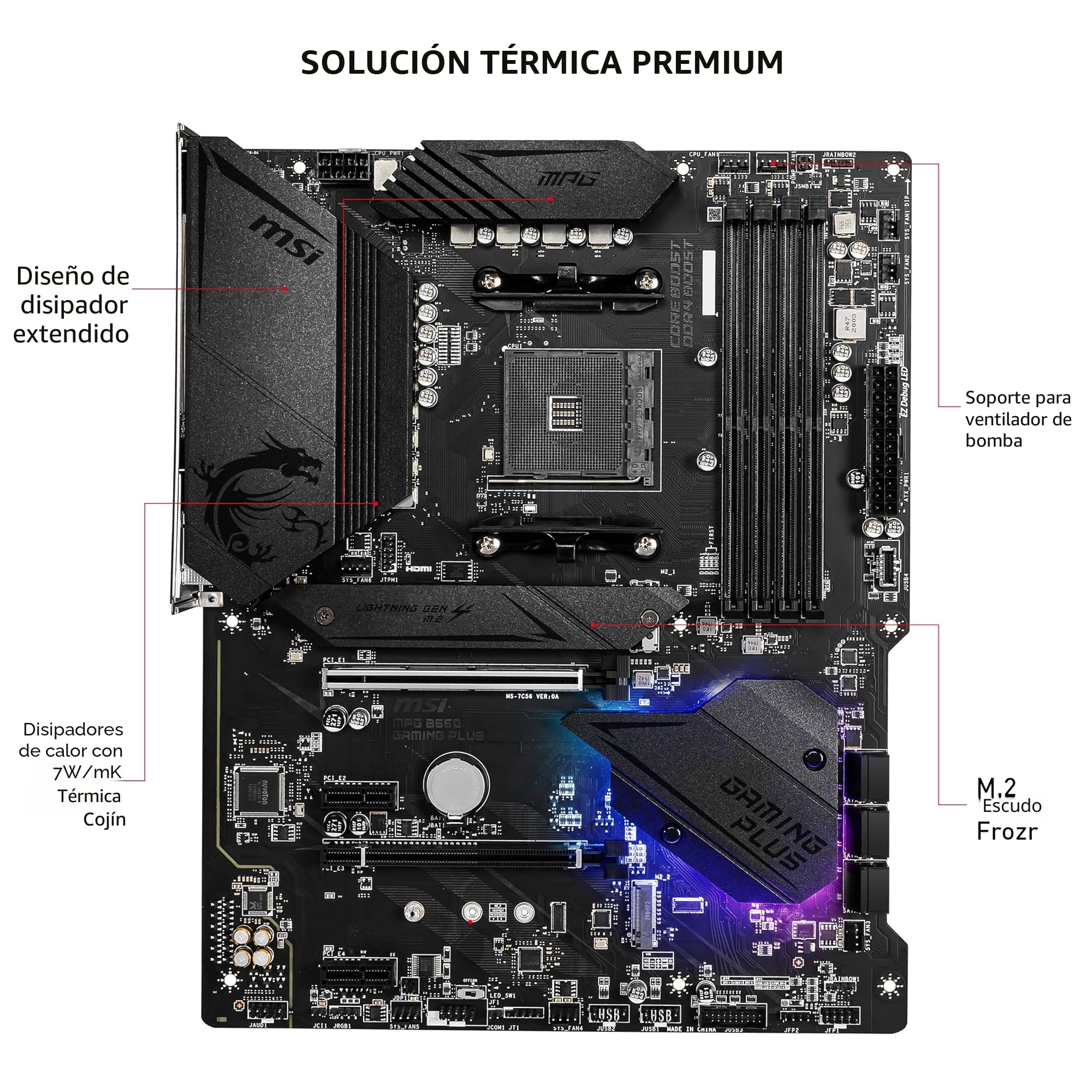 Amazon.com: MSI MPG B550 Gaming Plus V1 Placa base para gaming