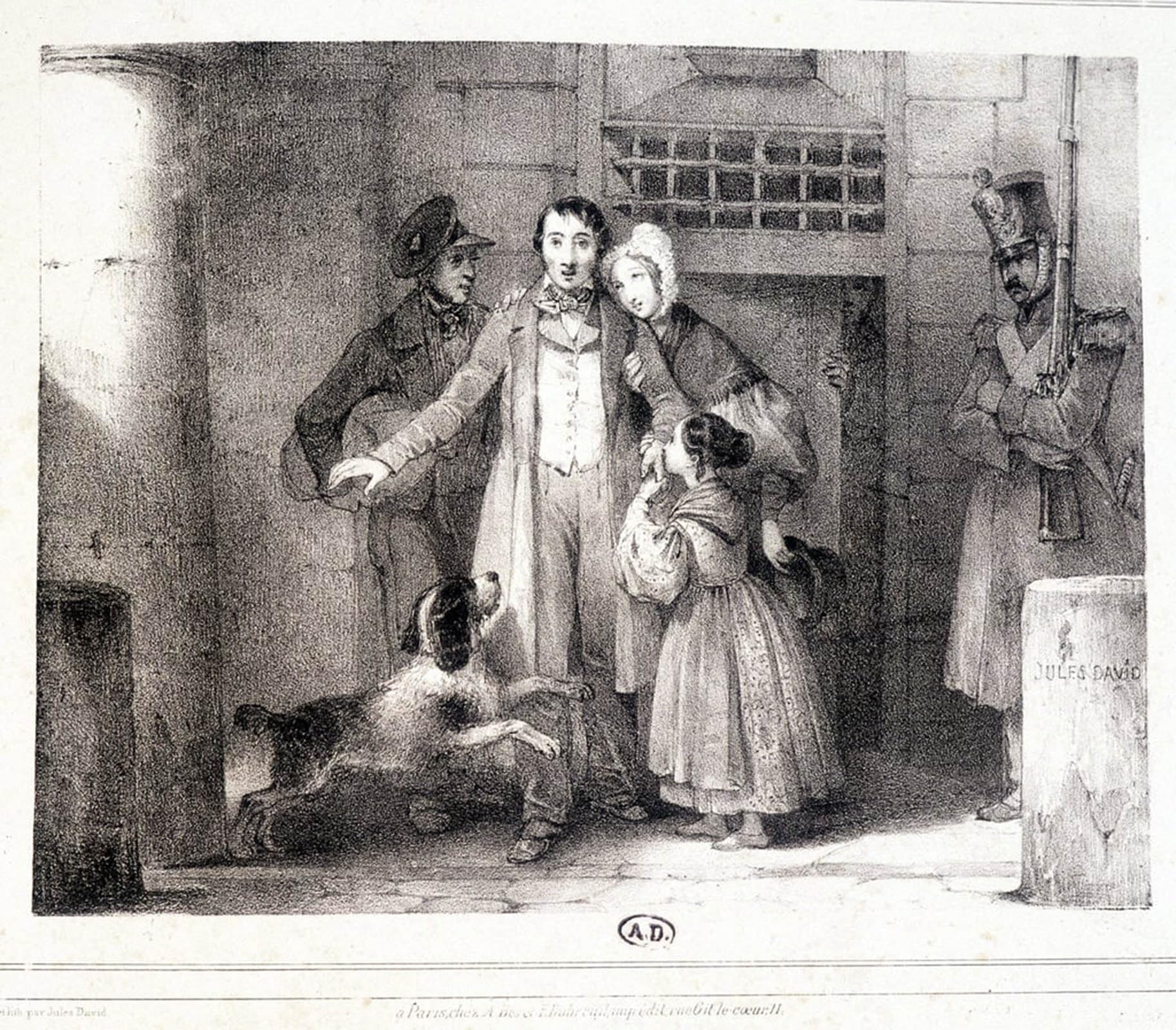 SERENDIPITP Abstract Painting Mural Print Picture Wall Decor Painting Man Leaving Prison and Reunited with His Familyby Jules David Vintage Wall Artwork for Home Decor 60x90cm